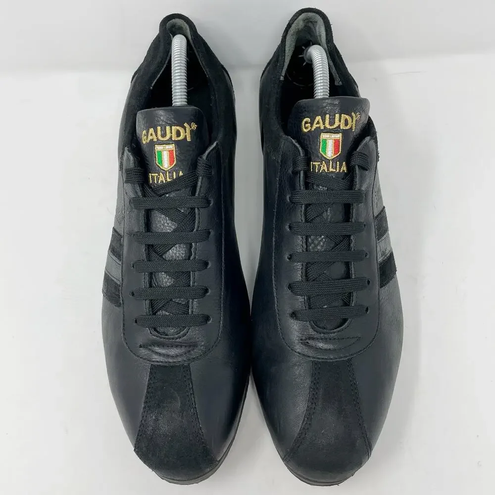 Gaudi Black Leather Suede Sneakers Mens Size EU 44 US 10.5
